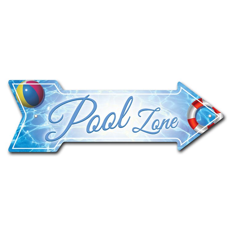 Pool Zone Direction Arrow Sign Funny Home Decor